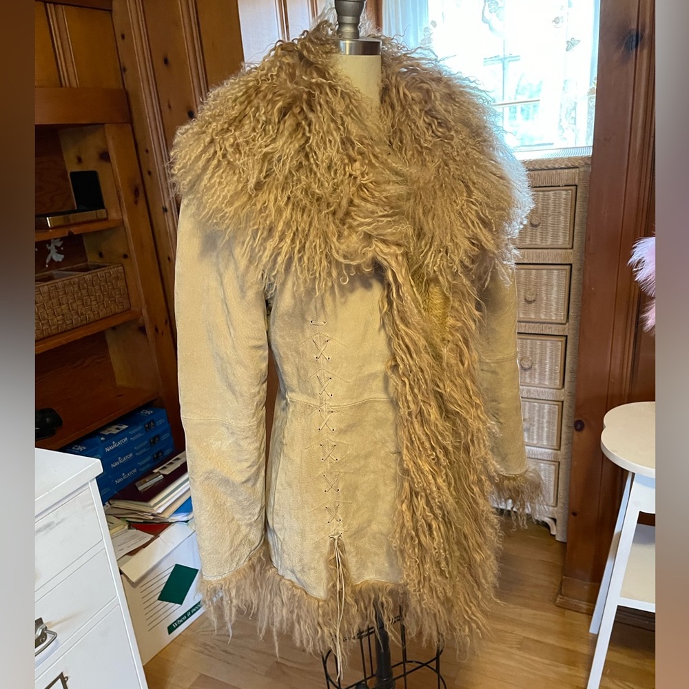 Marvin Richards Vintage Shearling Sheepskin and Lamb Coat Small